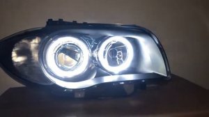 Phares BMW Serie 1 E81 E87 Angel Eyes LED V2 DEPO 04 et + - Noir - DEPO HEADLIGHTS