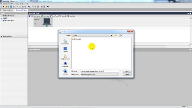 Siemens LOGO PLC. How to upload program from PLC to PC