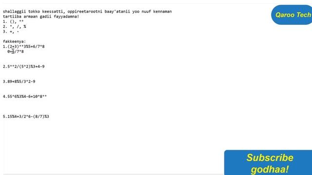 solved problems(operators in python)|Fakkeenya hojjetamaa Oppireetarootaa(python) Afaan Oromoon смотреть онлайн