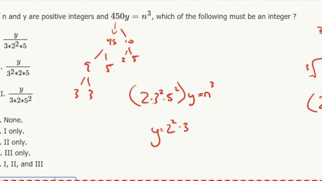 Div 7- If n and y are positive integers and 450y=n^3, which of the following must be an integer? смотреть онлайн