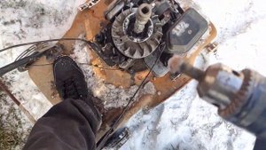 Odpalanie Briggs Stratton 35 z tłumikiem od C330 na mrozie -15 stopni #druciarstwo Briggs cz. 11