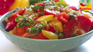 Рецепт вкусного салата - закуска из помидоров и жареного лука