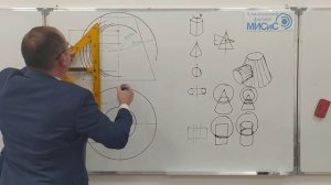 Линия пересечения двух поверхностей вращения (Метод вспомогательных сфер)