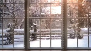 Снег за окном. Новогоднее настроение. Просёлочная дорога