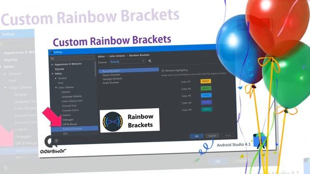 Android Studio Theme Change | Colorful Android Studio Rainbow Brackets | Android Studio Theme Plugi