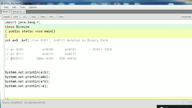Bitwise Operators : Java Operators: Bitwise OR ,AND XOR, complement