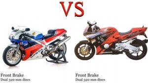 Honda VFR 750 vs Honda CBR 600 F PC31 Test specification comparison