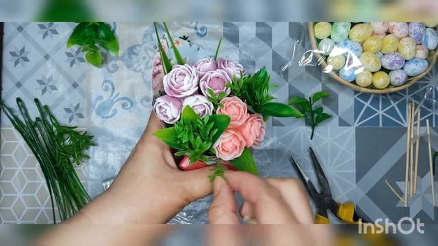 мыловарение/пасхальный букет/букет из мыла/сборка букета/мыльные цветы