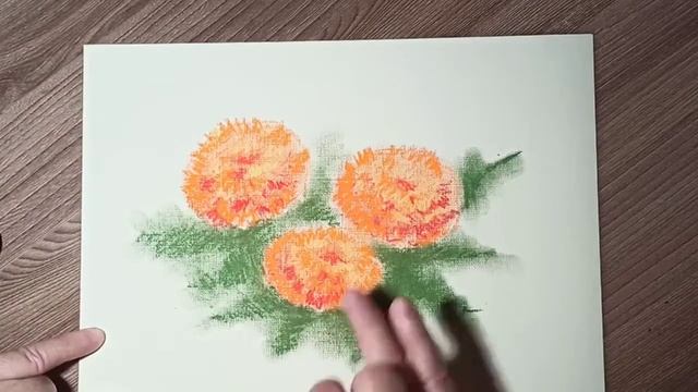 Бархатцы, как нарисовать пастелью. смотреть онлайн