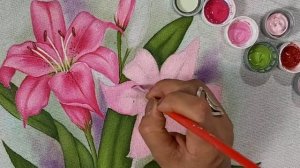 como pintar buque de lírios  na cor rosa