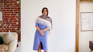 Платок шерстяной с шелковой бахромой "Золотой невод", вид 2