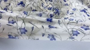 Шифон молочного цвета с принтом  колокольчики 24093