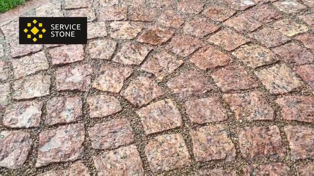 Гранитная брусчатка колотая. Мощение гранитной брусчаткой, укладка брусчатки веером (чешуя)