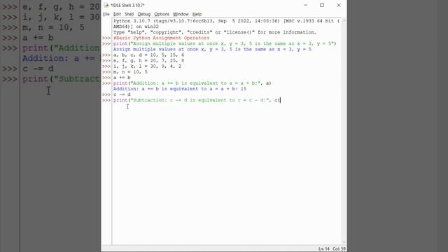 Basic Python Assignment Operators