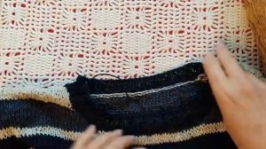 Футболка к лету спицами. Как связать? Часть 3-4. Обвязка горловины и рукава