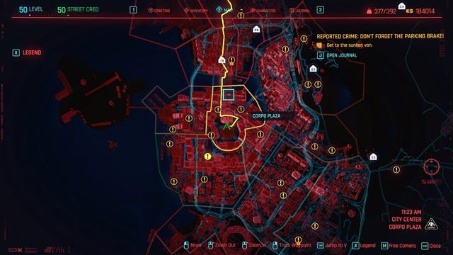 Cyberpunk 20777 CORPO PLAZA Location on the Map in City Center