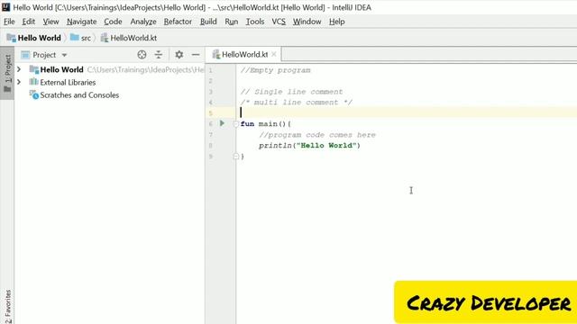 Hello World program in Kotlin