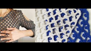 Шикарный узор крючком сеточка с пико или капелькой внутри сетчатого мотива