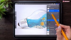 Photo manipulation in Procreate: Bringing a Lightbulb to Life with Water and Fish