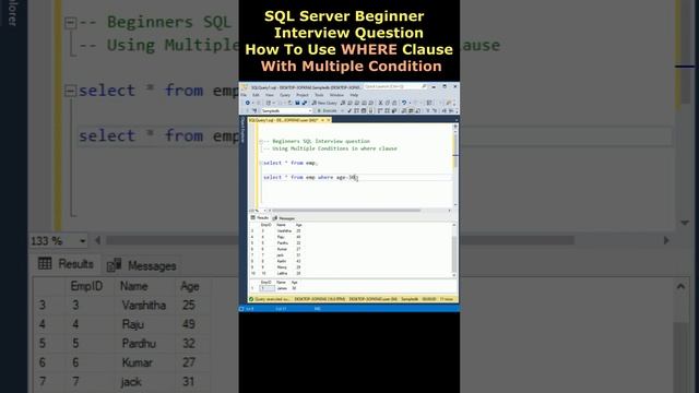 SQL Interview question using Where clause with multiple conditions #sqlinterviewquestionsandanswers