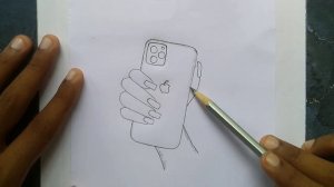 How to draw iPhone 12 pro Max Holding in Hand // pencil sketch