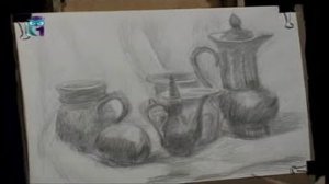 Уроки рисования (# 22) карандашом. Рисуем натурную постановку из бытовых предметов
