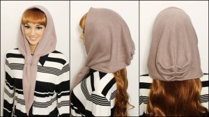 Косынка - капюшон "Айрис" из ангоры серо розового цвета