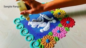 2 stress relieves Ganesh chaturthi rangoli #day 1 / relaxingrangolivideo/ satisfyingrangolivideo