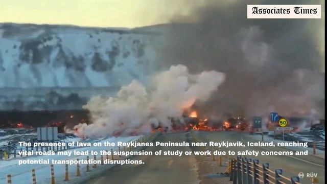 The presence of lava on the Reykjanes Peninsula near Reykjavik, Iceland