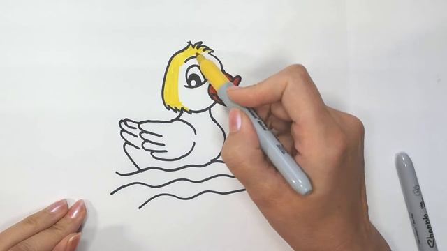 How to draw a duckling  Как нарисовать утенка  Bolalar uchun o'rdak rasmini chizish. 12