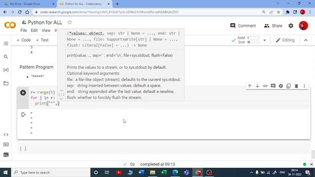 22. For Loop Basic Pattern Programs | Flow Control in Python | Python for All|For Complete Beginner