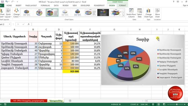 MS Excel - Դիագրամների կազմումը Excel ծրագրում - Charts - Графики и диаграммы смотреть онлайн