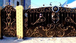 Распашные кованые ворота и калитка из металла красивый дизайн Днепропетровск