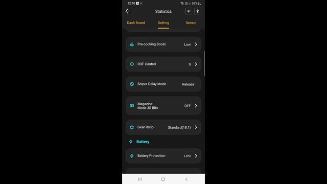Having a test of the features and app after install of the Eshooter Kestrel V2 Airsoft AEG ETU.