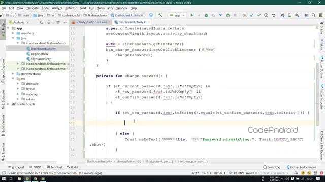 #3 - Change user password in Firebase Authentication in Android using Android Studio - Kotlin