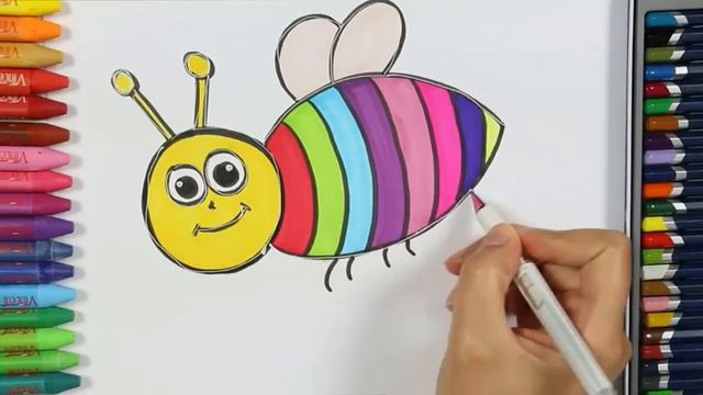 Как рисовать пчела? | пчела раскраски | пчелка живопись | Как рисовать и цвет смотреть онлайн