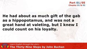 Learn English through story ? level 7 ? The Thirty Nine Steps by John Buchan (Part 01/05)