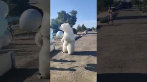 Самый веселый  большой белый мишка поздравляет малыша с днём рождением