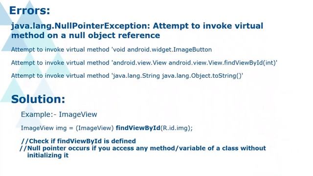 java.lang.NullPointerException: on a null object reference - Solution