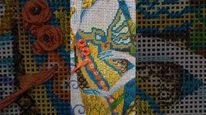 Ribbon Roses on Needlepoint