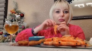 Мукбанг с креветками ??и кольцами кальмара??# crevettes mukbang