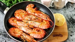 Жареные лангустины с чесноком