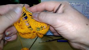 Ажурные салфетки спицами. Салфетка  5 (часть 2).