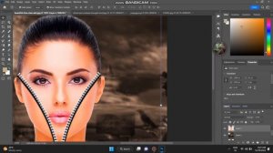 cracked effect on face mask and zip effect in Photoshop