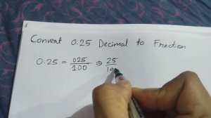 How to convert 0.25 to Fraction || 0.25 as a Fraction ( 0.25 Decimal to Fraction)