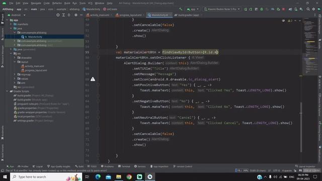 How to Implement Material Alert Dialog Box in Android Studio Kotlin