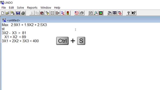 Solve LP using LINDO (Free)
