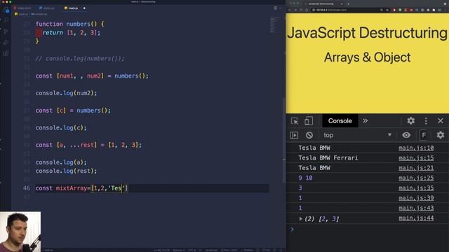 JavaScript Destructuring Arrays and Objects смотреть онлайн
