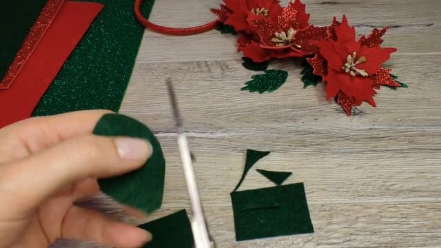 Новогодний ободок с пуансеттией./DIY: Poinsettia hairband. смотреть онлайн