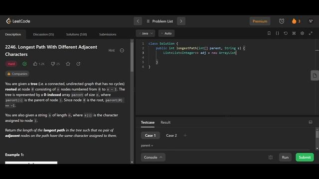 Longest Path With Different Adjacent Characters | LeetCode 2246 | Java